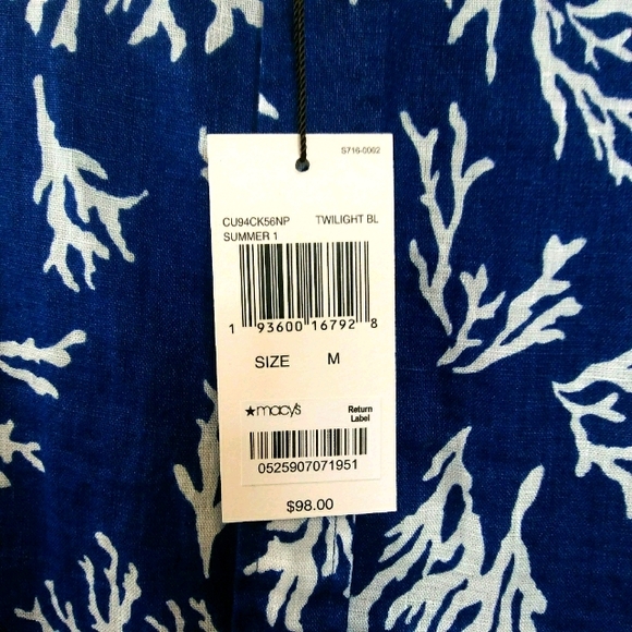 Michael Kors Men's 100% Linen Aloha Coral Shirt, M - Picture 3 of 4